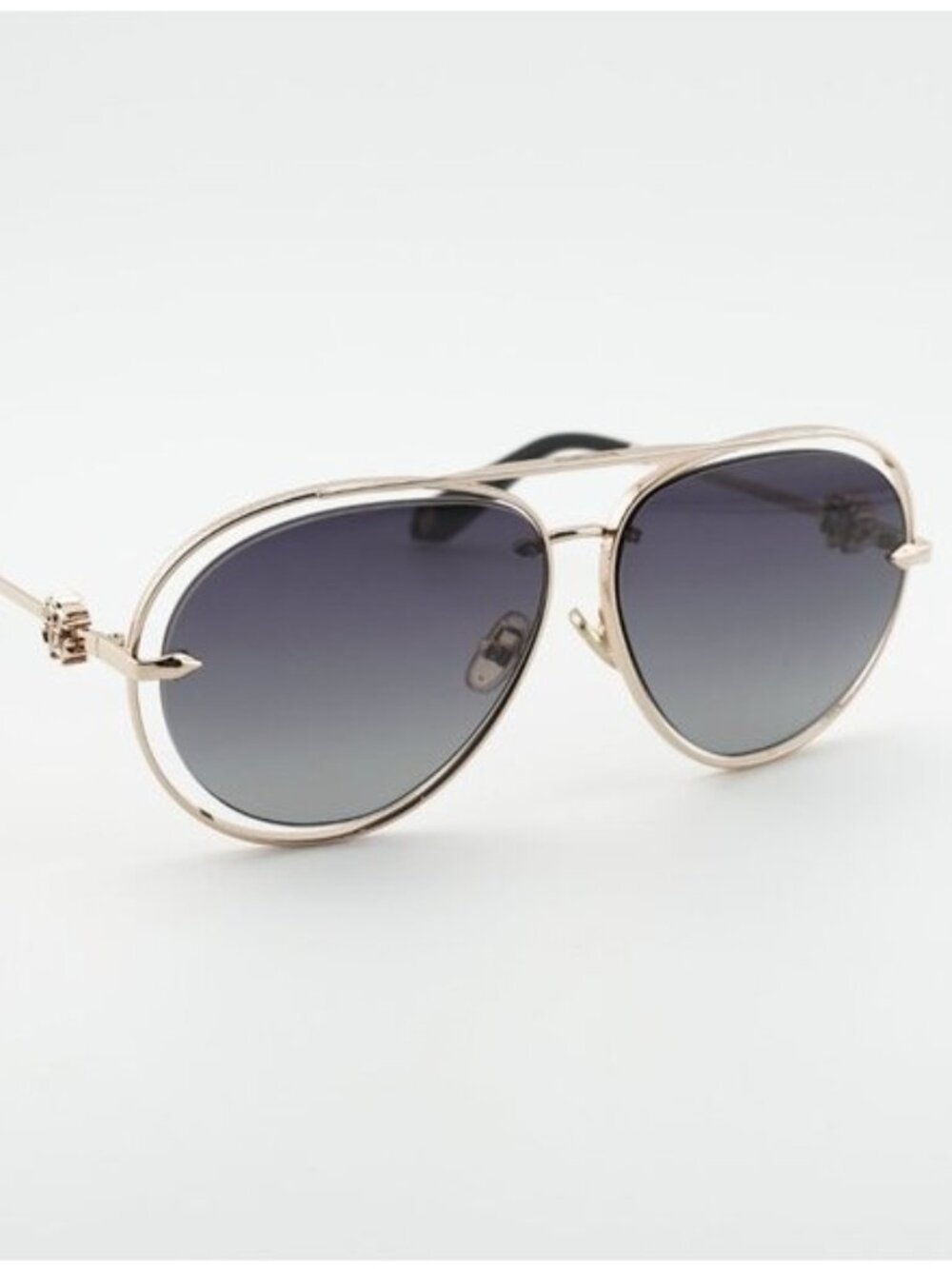 Roberto Cavalli SRC032M 0300 Sunglasses Gold Aviator Frame, Grey Lenses